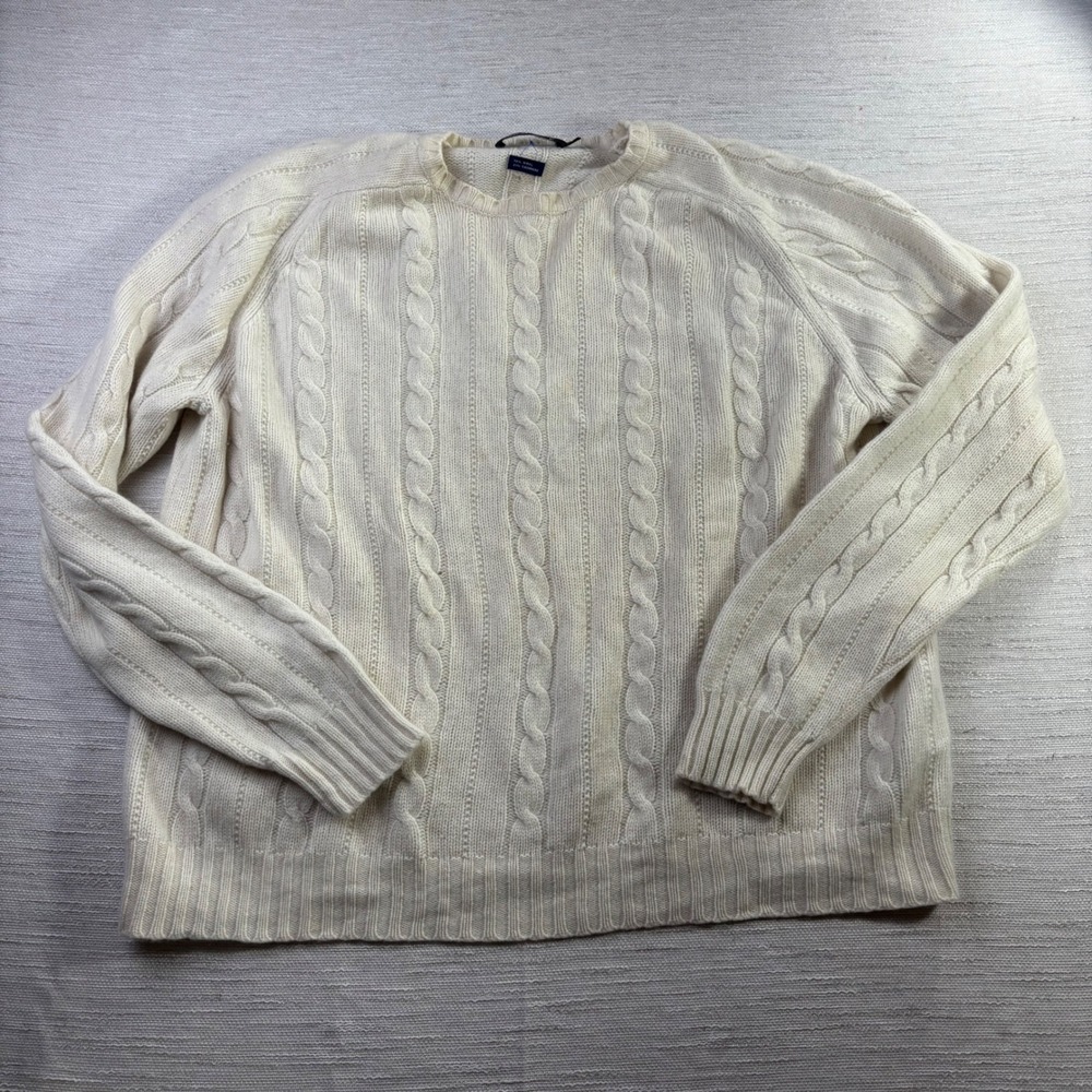 Polo Golf Ralph Lauren Wool Cashmere Cable Knit Sweater Cream Mens XL